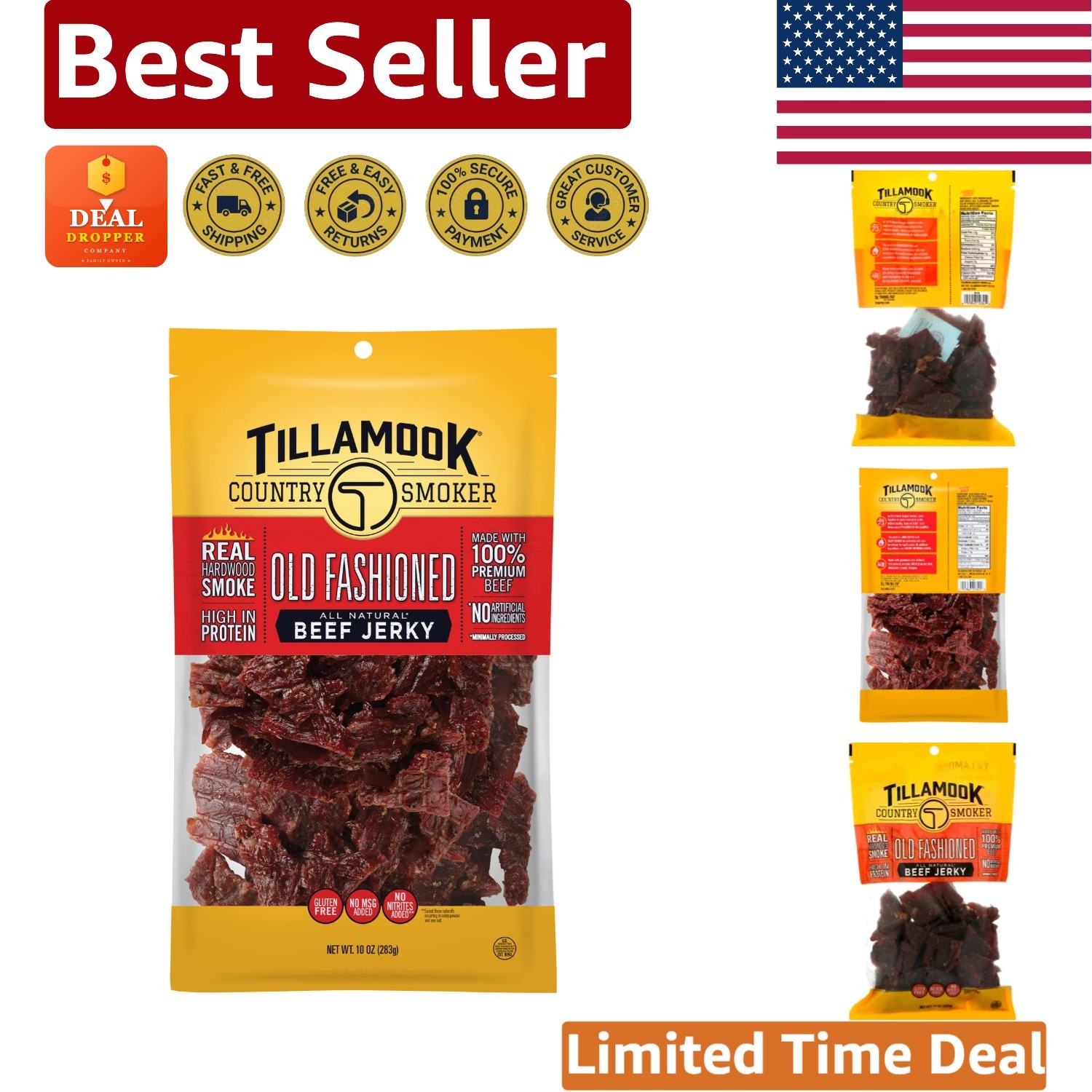 Hardwood Smoked Beef Jerky, Old Fashioned 10 oz - Protein Packed Delight