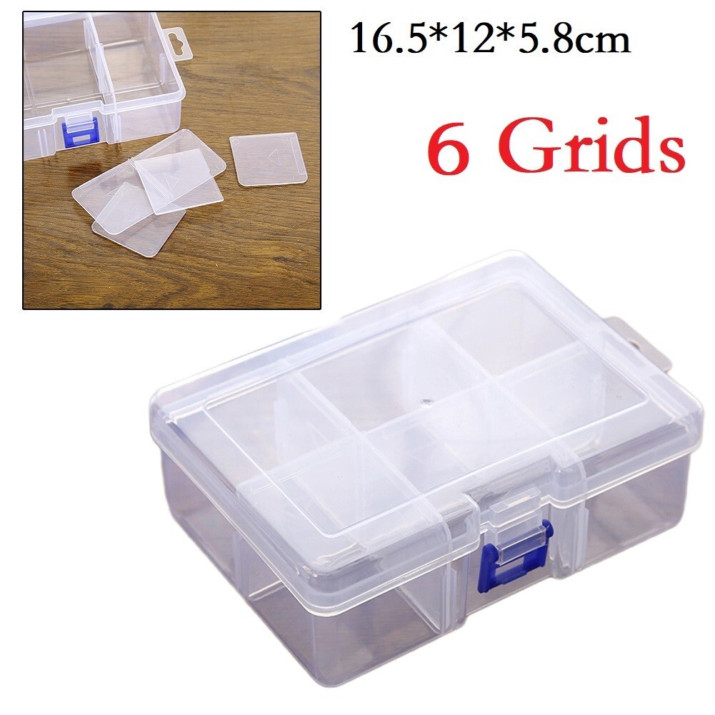 Compact Plastic Storage Box with 6 Adjustable Grids for Screw Organizer