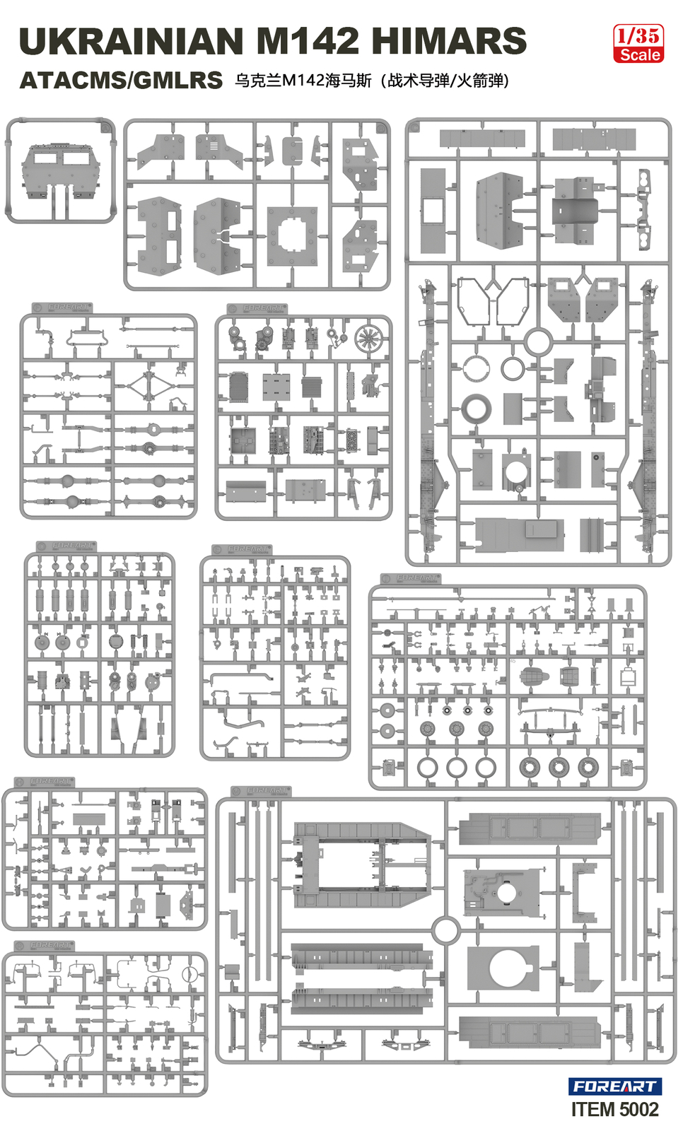 FORE ART 5002 1/35 Ukrainian M142 HIMARS ATCMS/GMLRS Military Model Kit