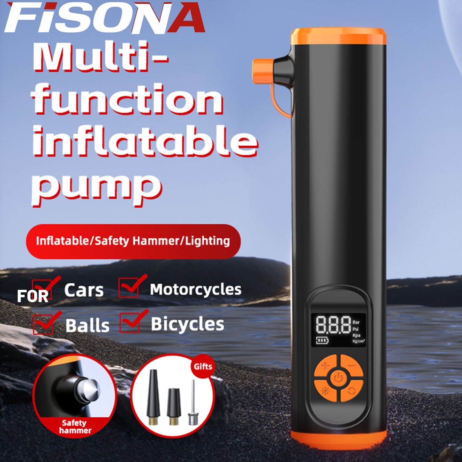 Car Tyre Inflator Cordless Digital USB Rechargeable Tire Air Compressor Pump US
