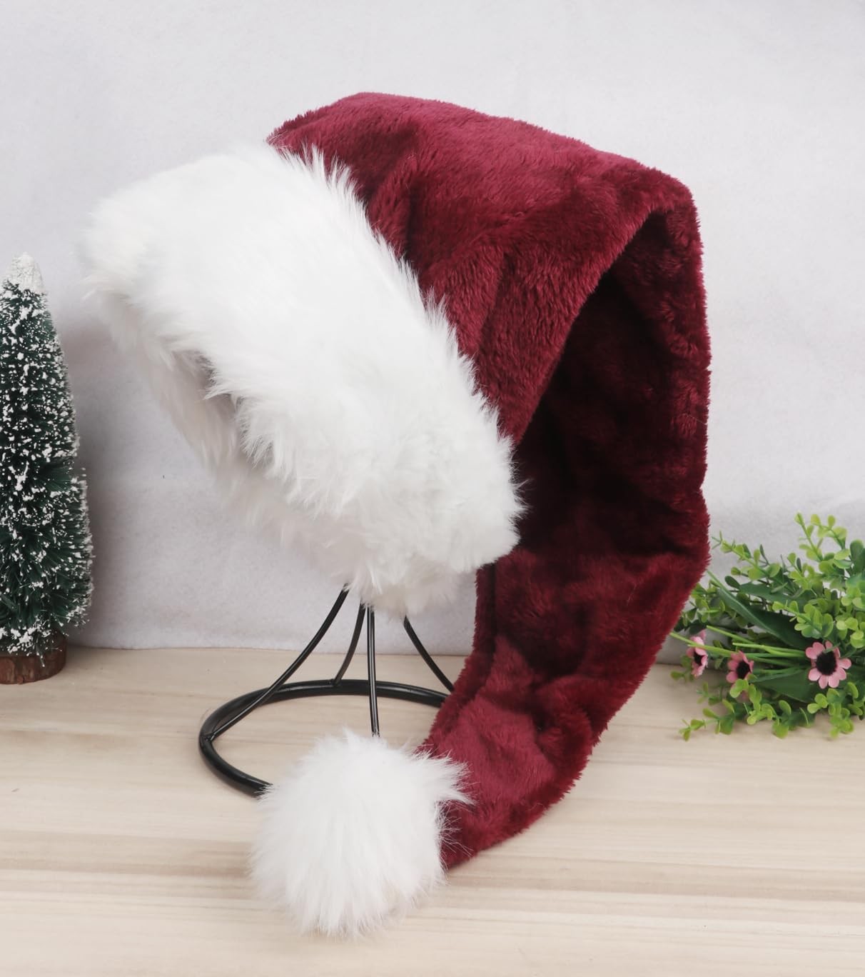 Deluxe Burgundy Santa Hat for Adults | Festive Christmas Party Supplies