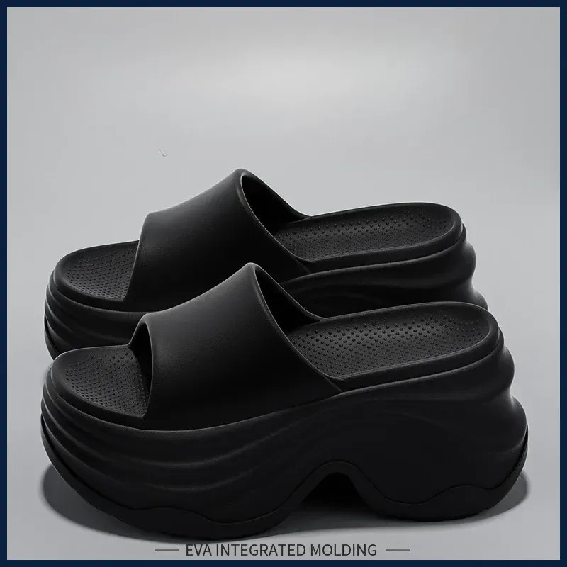 YNPO Solid Color EVA Platform Slippers Women Thick Sole Non Slip Beach Slides