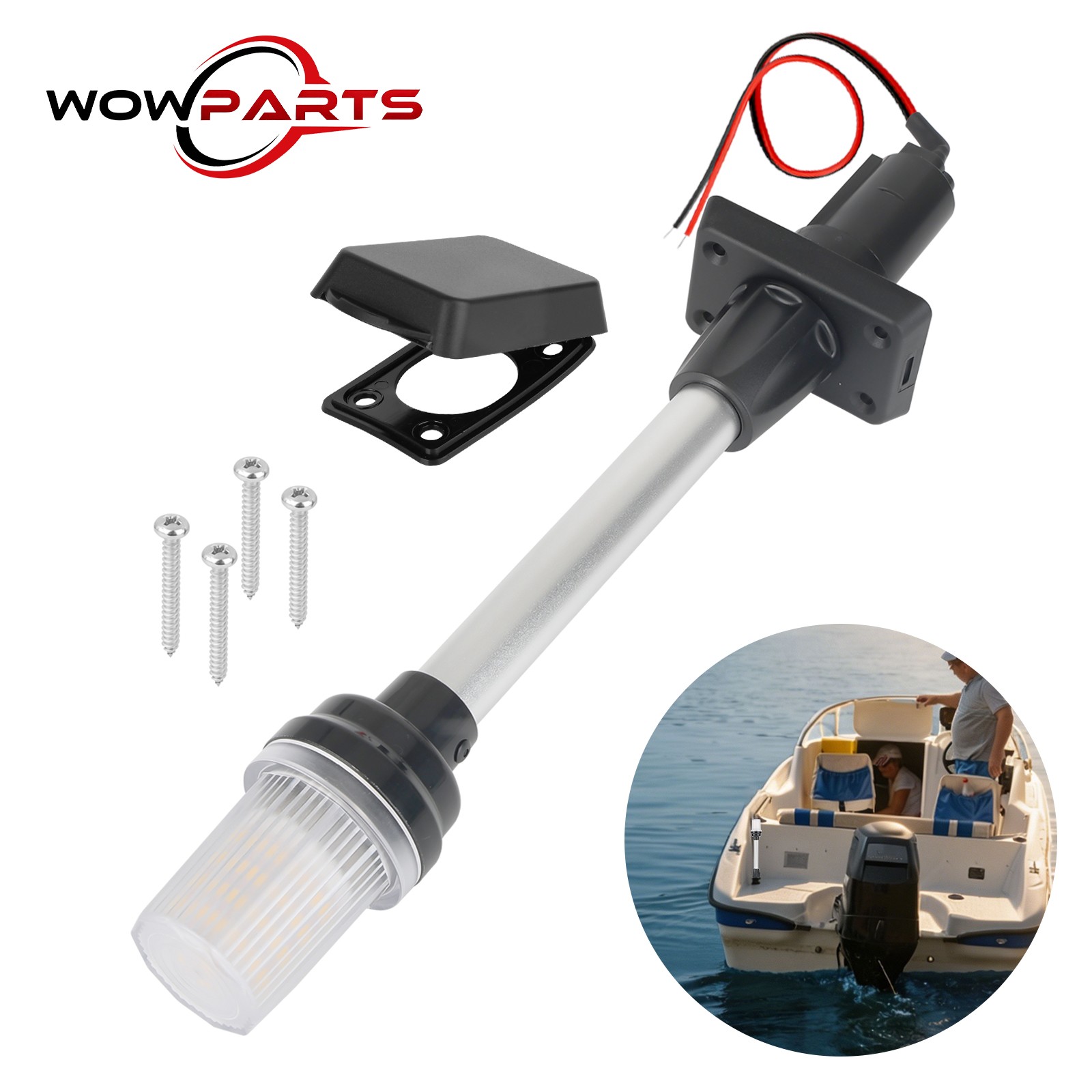 Boat LED Navigation Light 360° Marine Stern Anchor Pole Lamp Waterproof 12V 24V