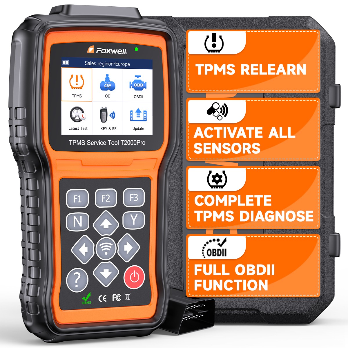 FOXWELL T2000 PRO TPMS Relearn Programming Sensors Activation Reset Scanner Tool