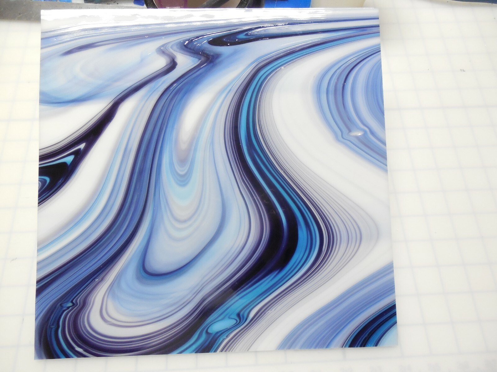 Blackberry Cream Swirl 4x7 Stained Glass SHEETS OR 110 Mosaic Tiles-Sys 96!