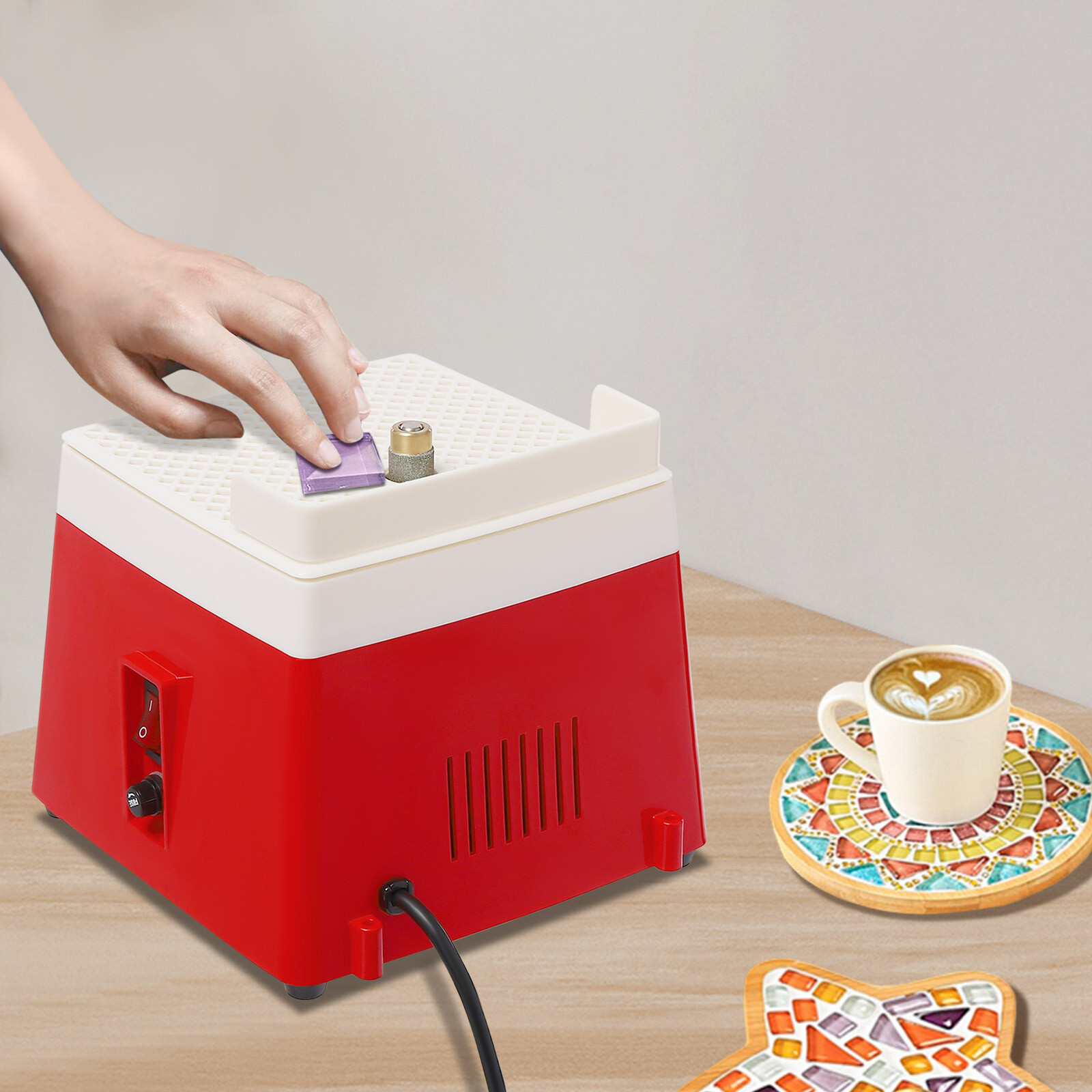 110V Stained Glass Grinder Diamond Automatic Art Grinding Tool 4200r/Min+Bit US