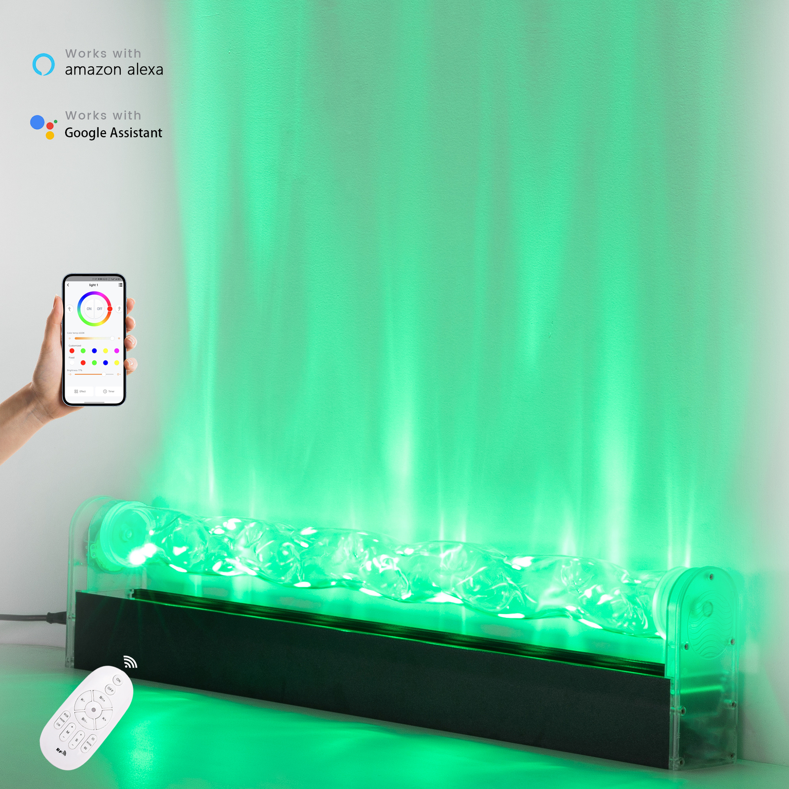 RGBW Ocean Wave Wall Lights Dimmable, Background Projector Lamp LED Floor Lamp