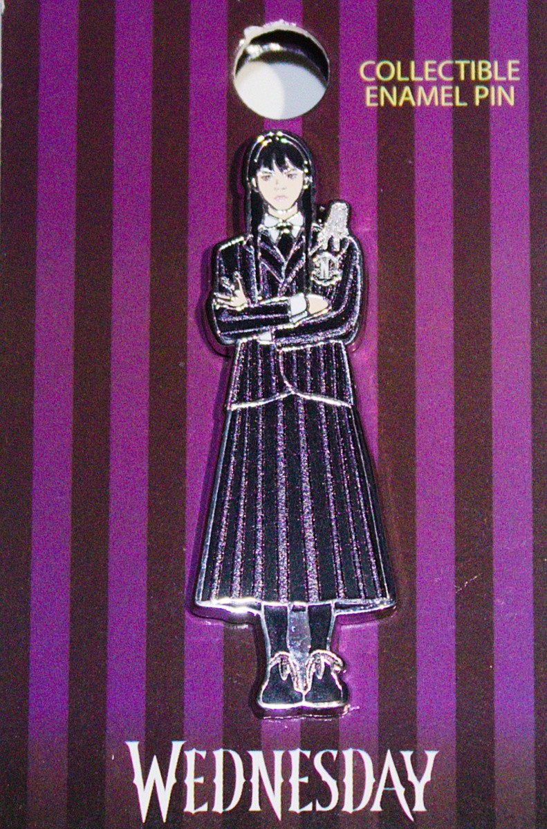 Wednesday TV Series Wednesday Figure w/ Thing Enamel Metal Pin Addams Family NEW