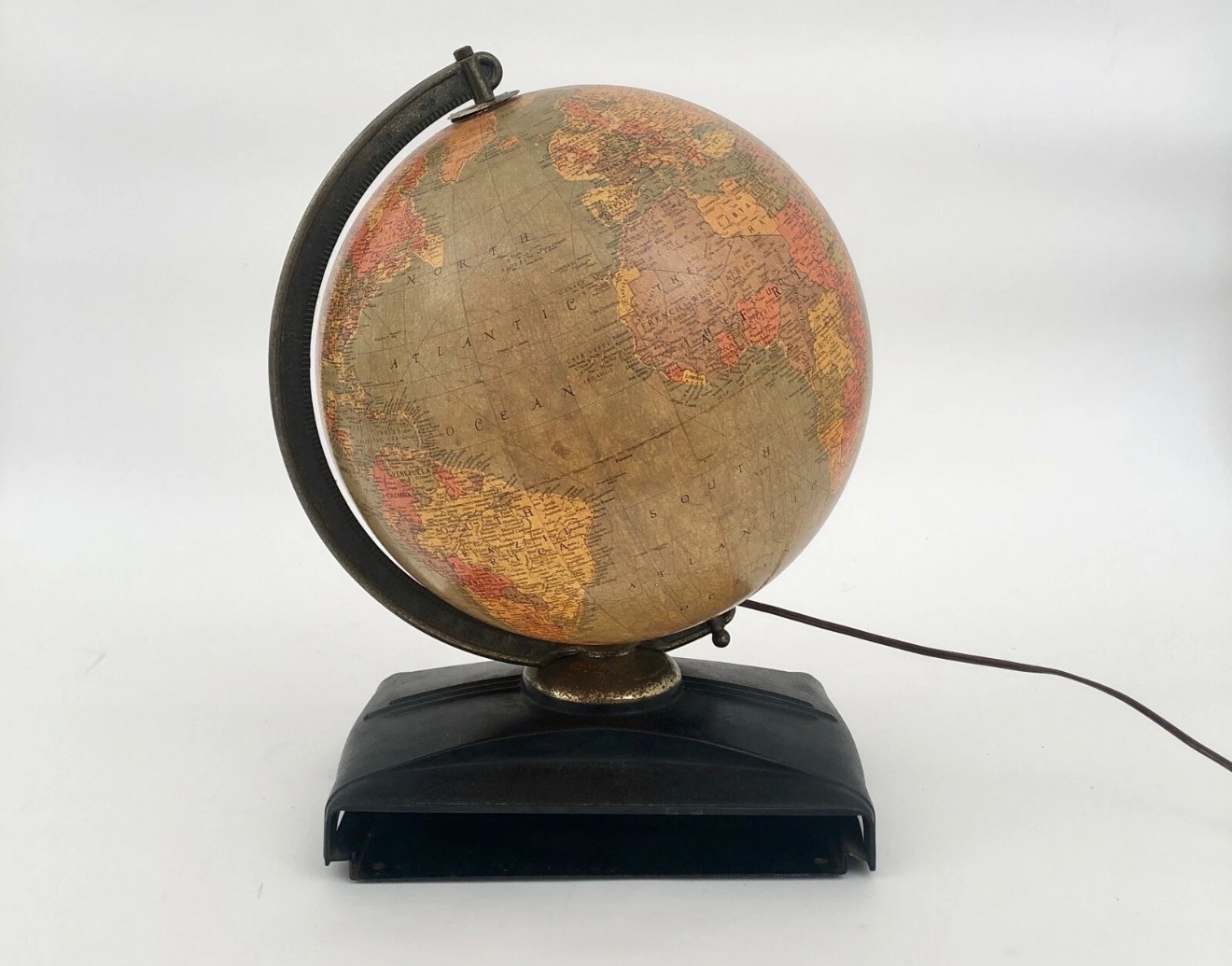 Rand McNally Cosmopolitan Lighted Rotating World Globe Desk Tabletop Map