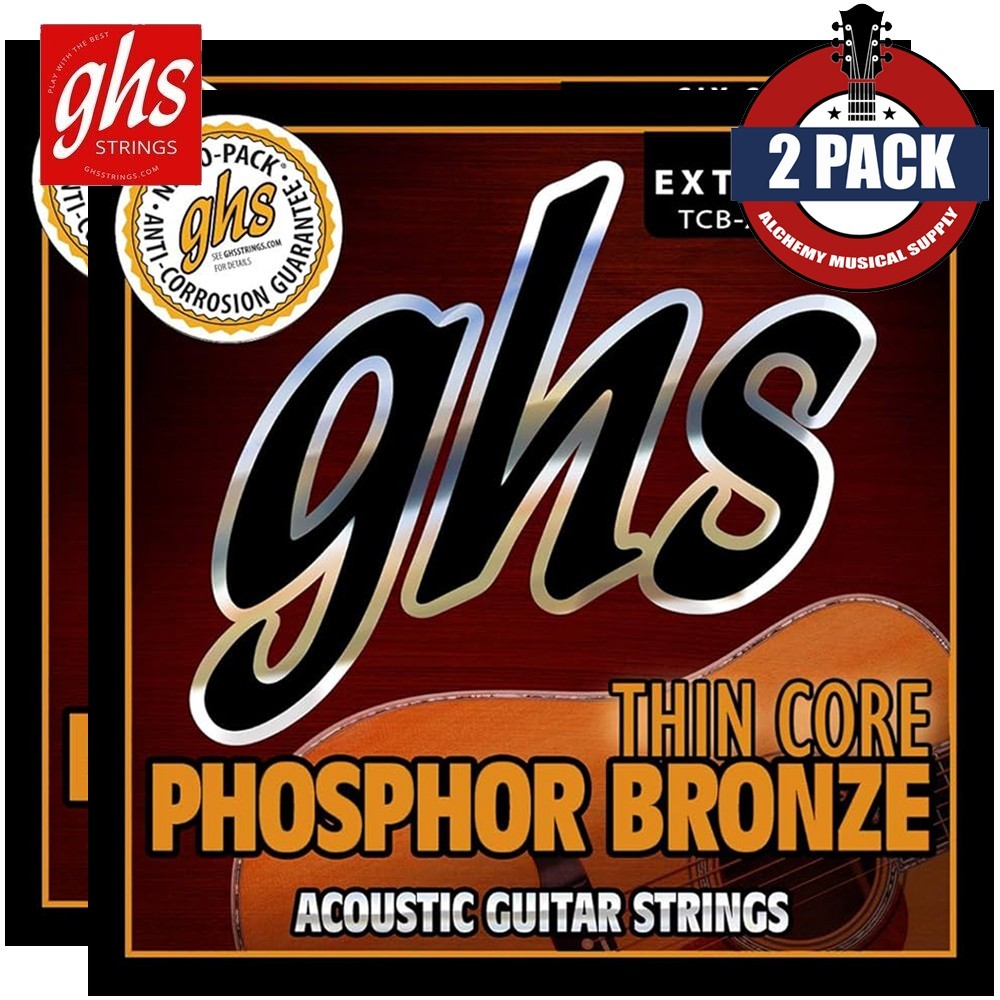 2-PACK GHS TCB-XL Thin Core Phosphor Bronze Acoustic Guitar Strings 11-46