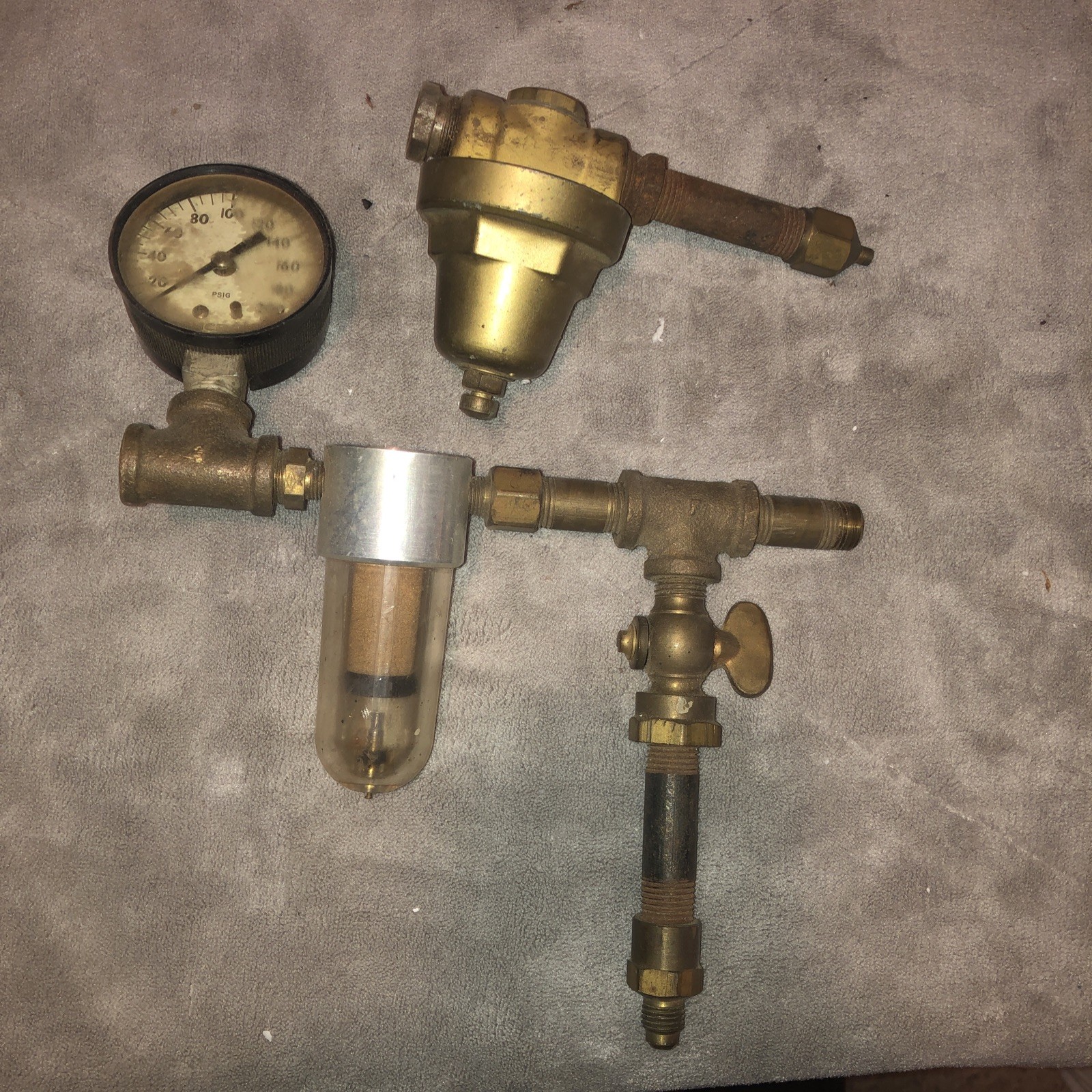 Lot Compressor Gauge Valves Brass Vintage Cash Acme Ashcroft Norgren Fittings