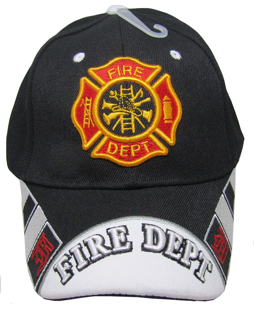 Fire Department Dept FIRE FIGHTER Scripture Black Embroidered Cap Hat