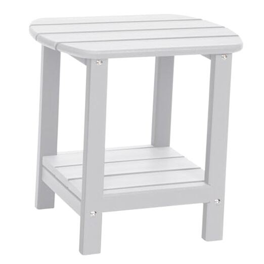 Outdoor Side Table 2 -Tier Adirondack Table HDPE Patio Side Table Weather White