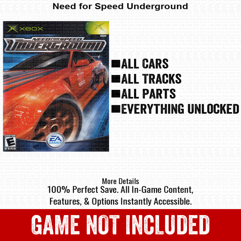 Need for Speed Underground 100% Unlocked All Items Xbox USB Save File