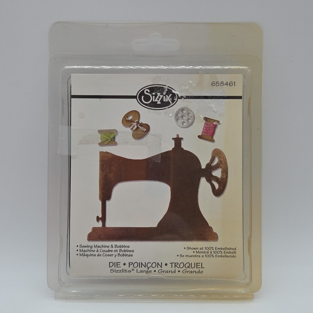 SEWING MACHINE & BOBBINS by Sizzix Sizzlits Die 658461 sew fashion designer card