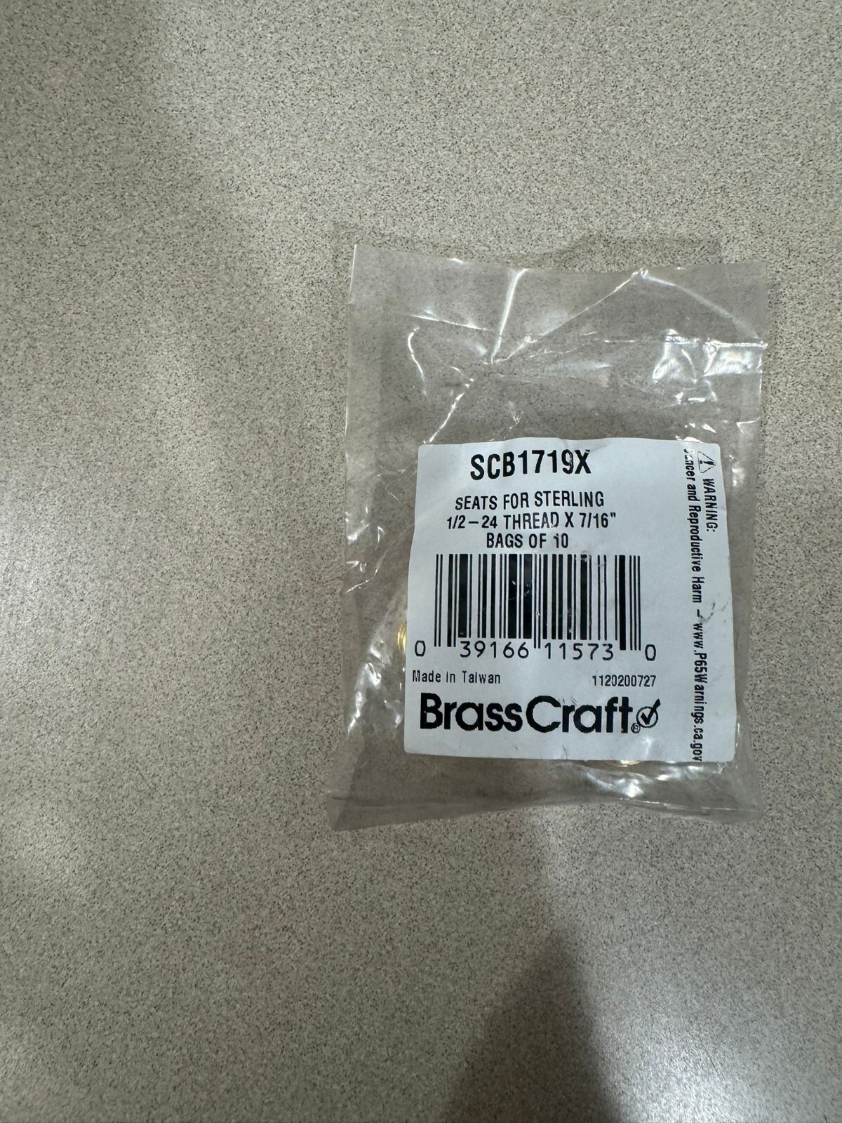 Brass Craft Seats For STERLING 1/2" By 24 Threads Brass SCB1719X  (Bag of 10)