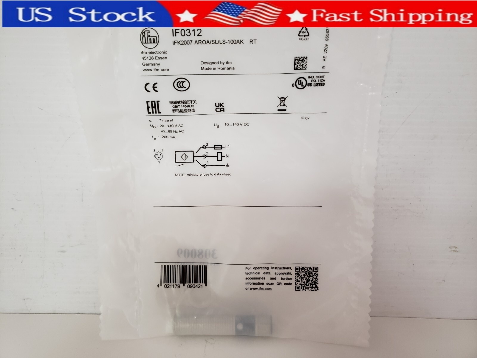 1PCS Brand New IFM IF0312 Proximity Switch Sensor IF0312  Fast delivery