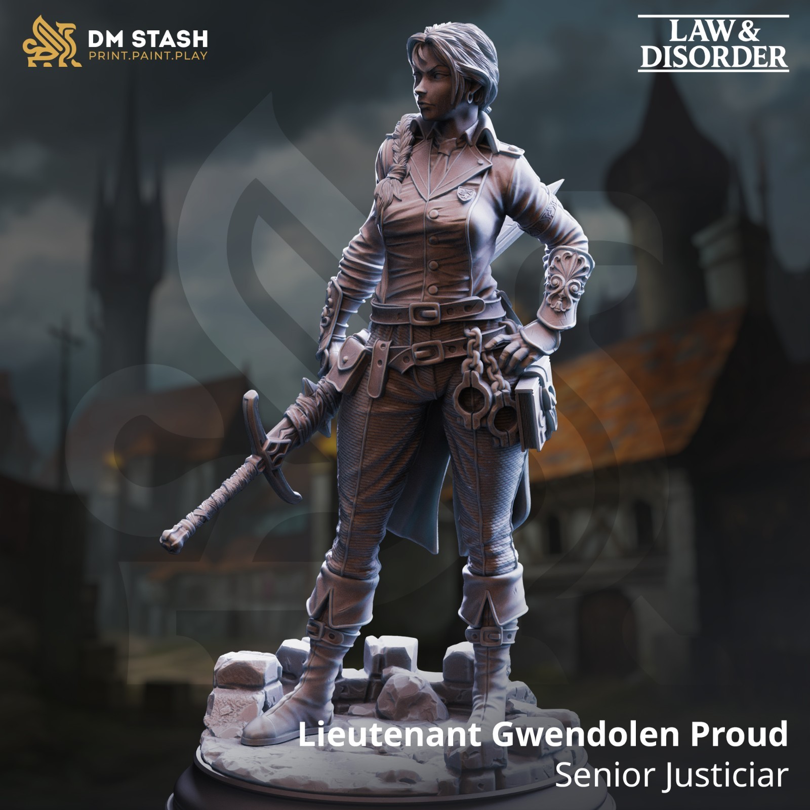 Dungeons & Dragons Human Fighter Miniature - Gwendolen Proud - DnD RPG Wargames