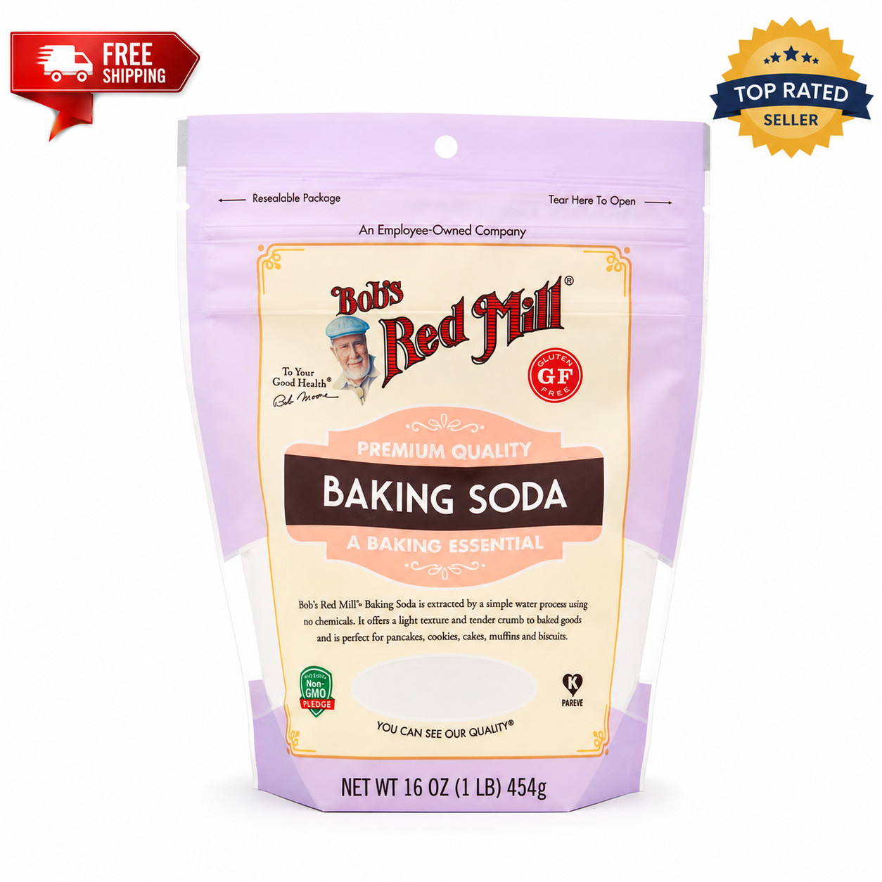 Bob's Red Mill Baking Soda 16 oz Gluten Free Baking Cleaning Pack of 1