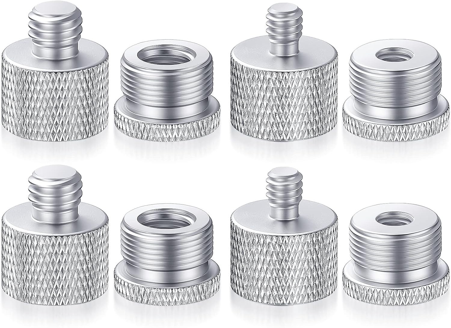 8Pcs Silver Microphone Thread Adapter Set for Universal Compatibility