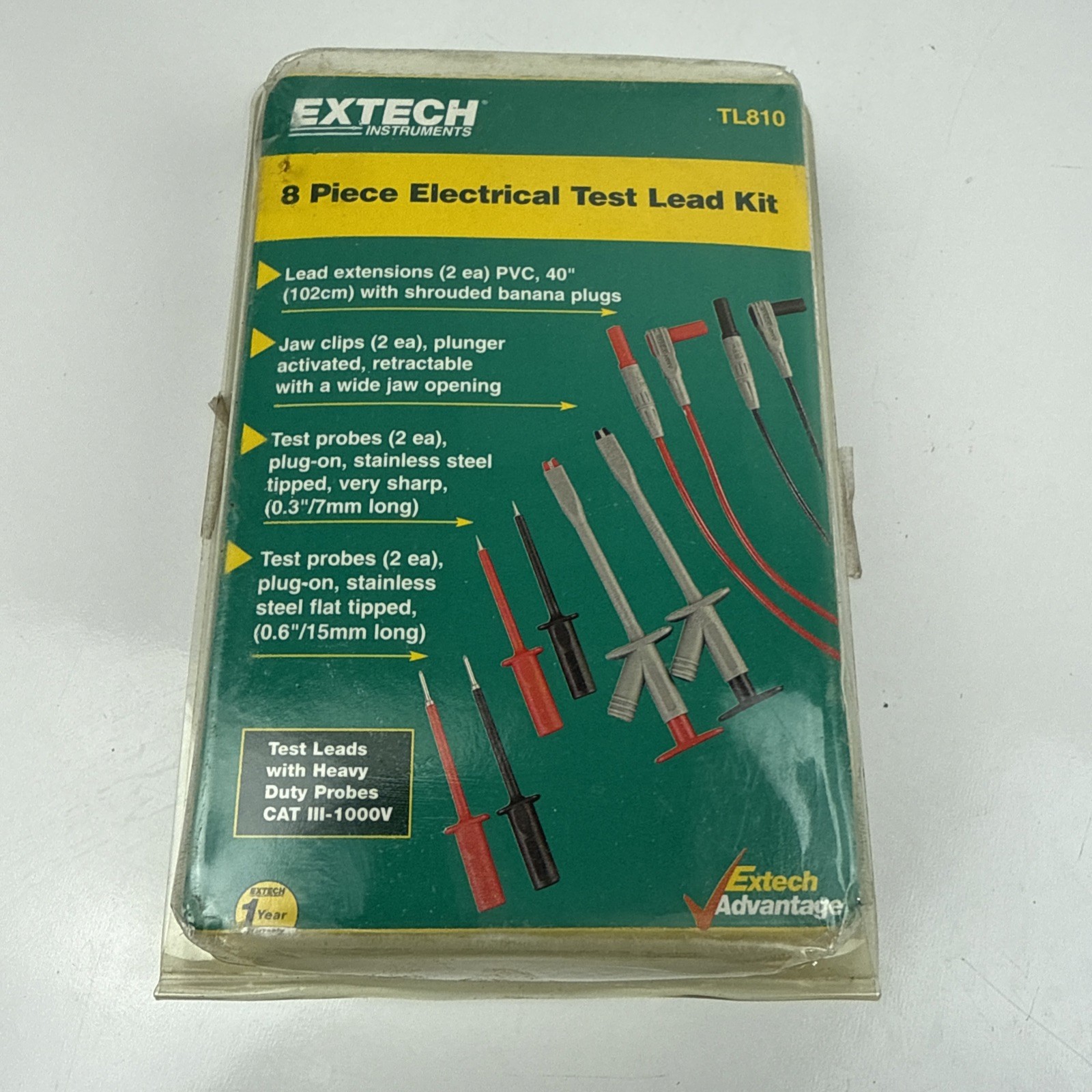 Extech TL810: Electrical Test Lead Kit 8-piece double insulated test lead kit