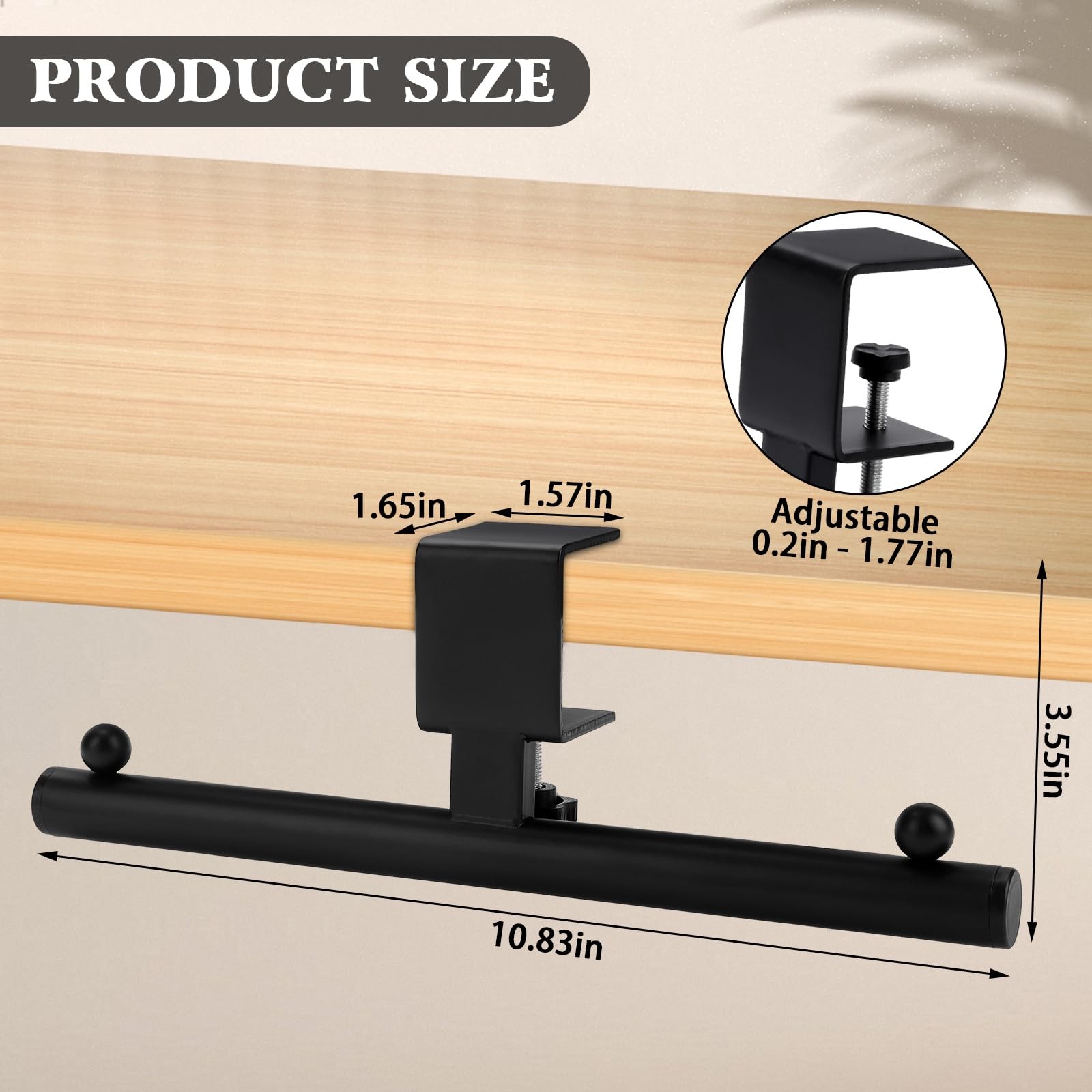Heavy-Duty Bag Hook for Desk or Table - Alloy 80lbs Capacity Backpack Black