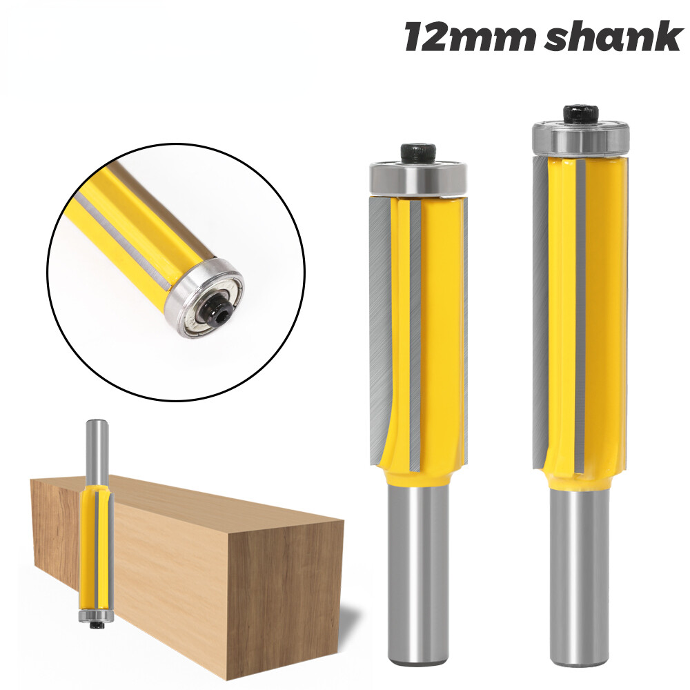2pcs 12mm Flush Trim bit Z4 Pattern Router Bit Top & Bottom Bearing Bits Milling
