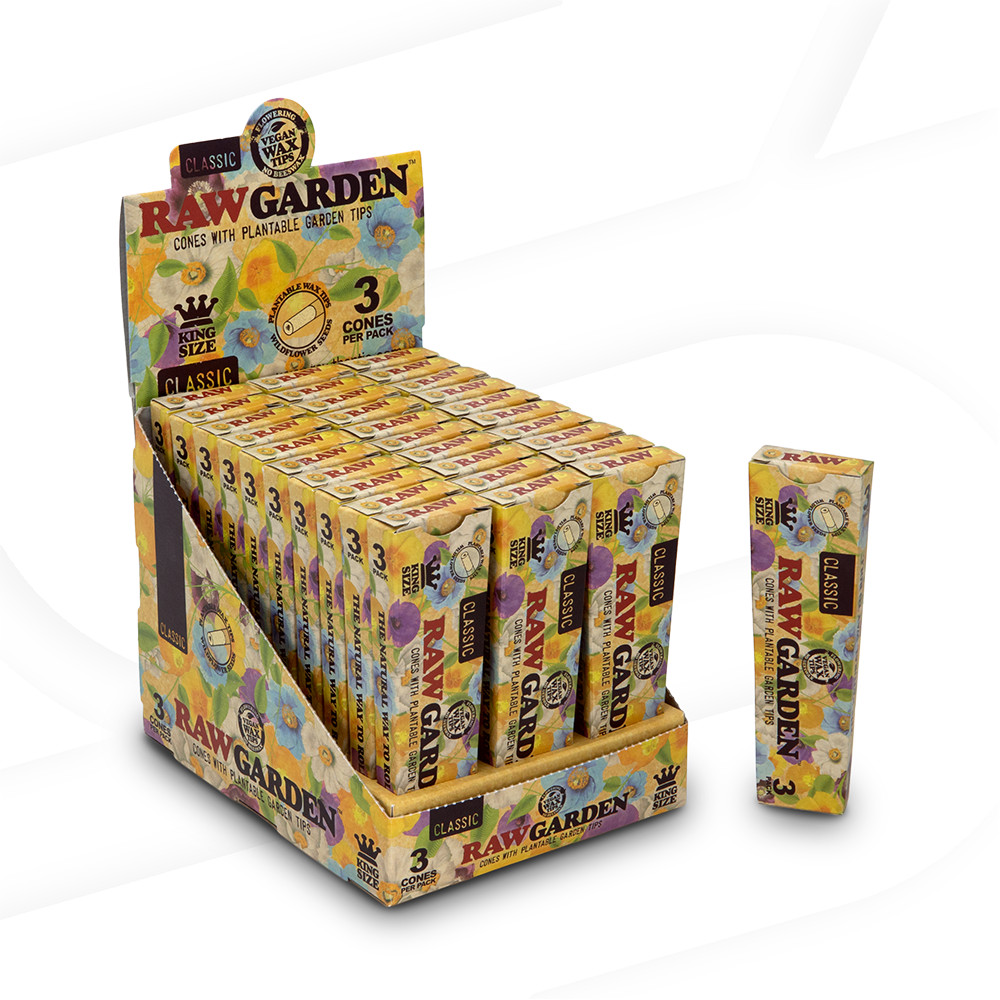 RAW Garden Cones King Size - 30 Packs Full Box 90 Cones Per box