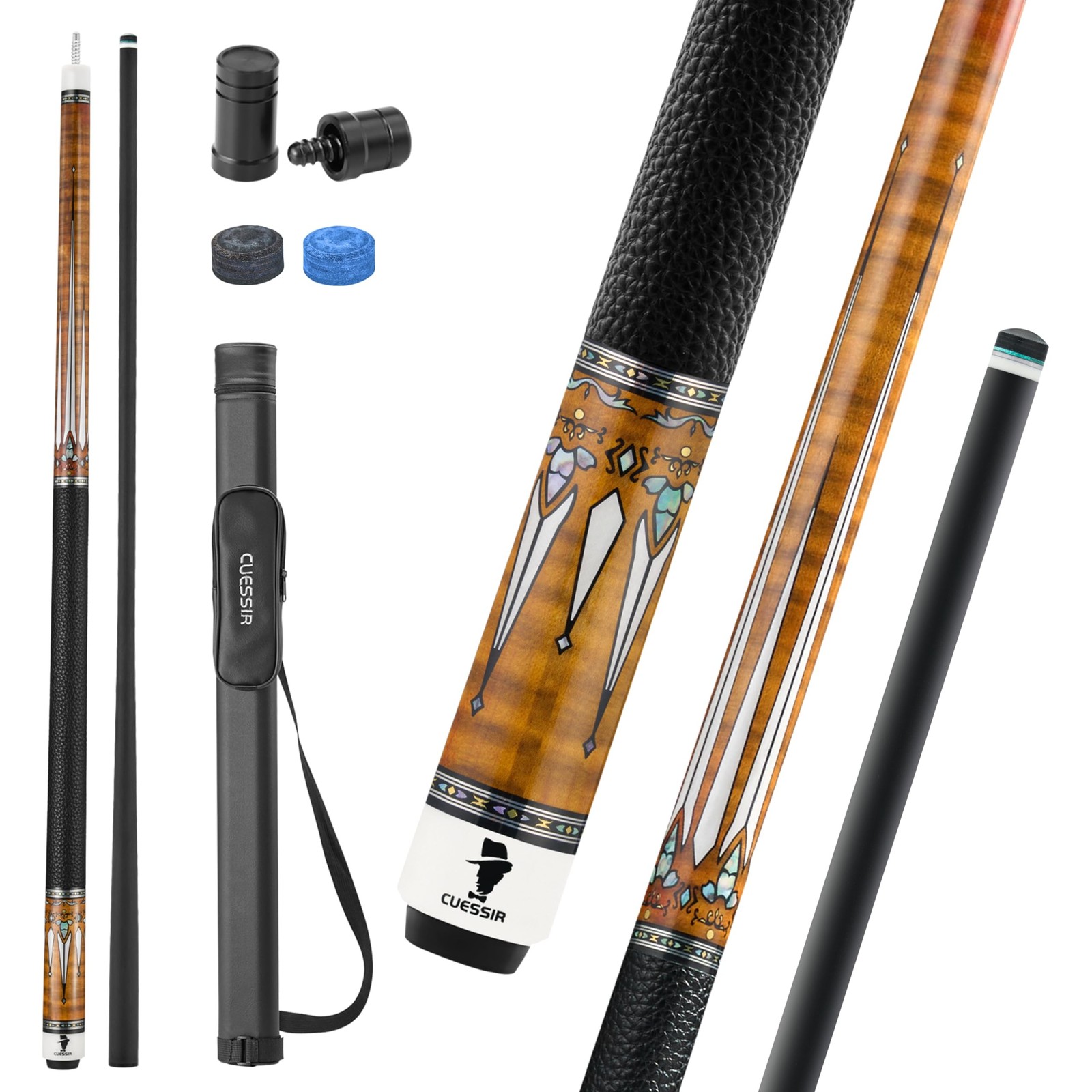 Carbon Fiber Pool Cue Stick with Case, 2pieces 58inch Low Deflection Professi...
