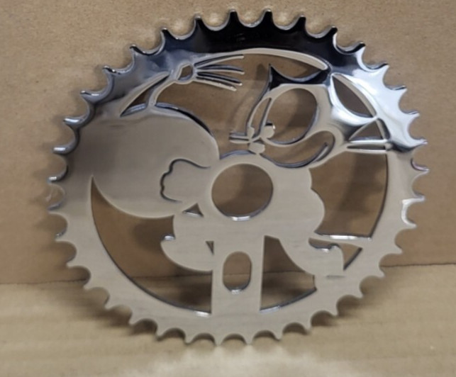5 7/8" OD BICYCLE SPROCKET DECOR 36T 15/16 CENTER LASER CUT FELIX CAT AND A BOMB