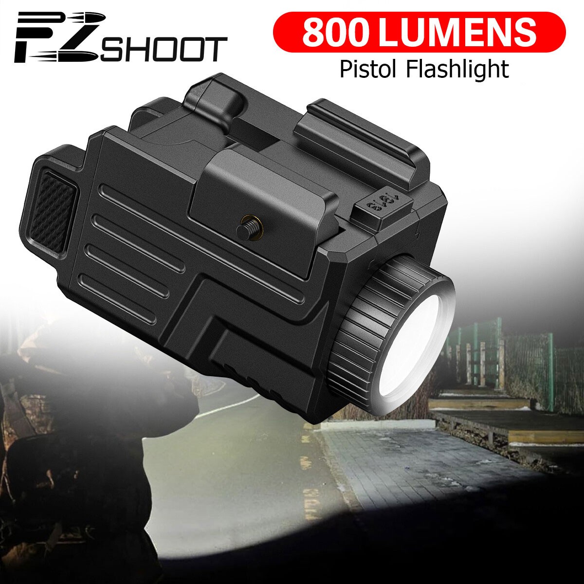 Pistol Light w/ Strobe Function for Guns Handguns 800 Lumens Hunting Flashlight