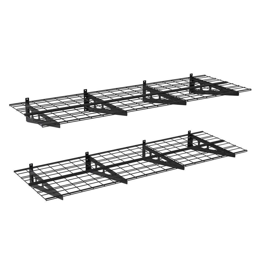 2-Pack 2x6FT Garage Wall Shelving 72”x24” Heavy Duty Metal Wall Mounted Shelving