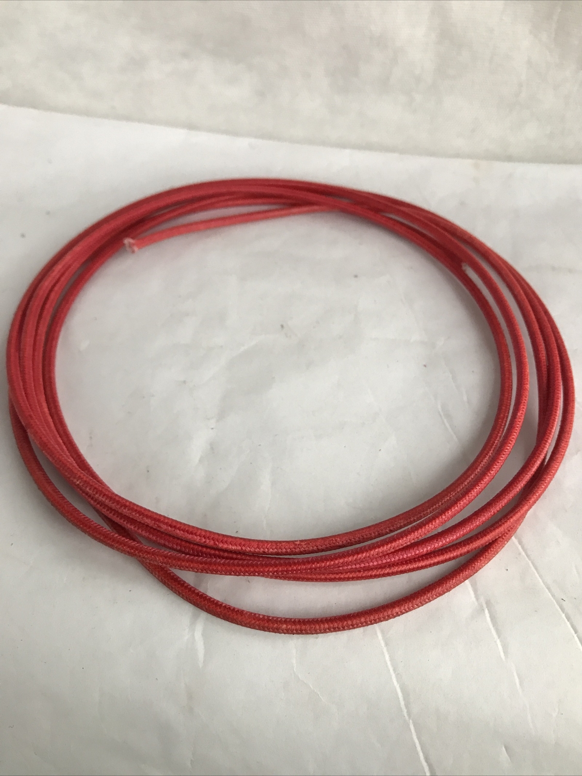 10 Feet Vintage Rowe Braided Cloth Covered Wire 14 Gauge Red SF 2