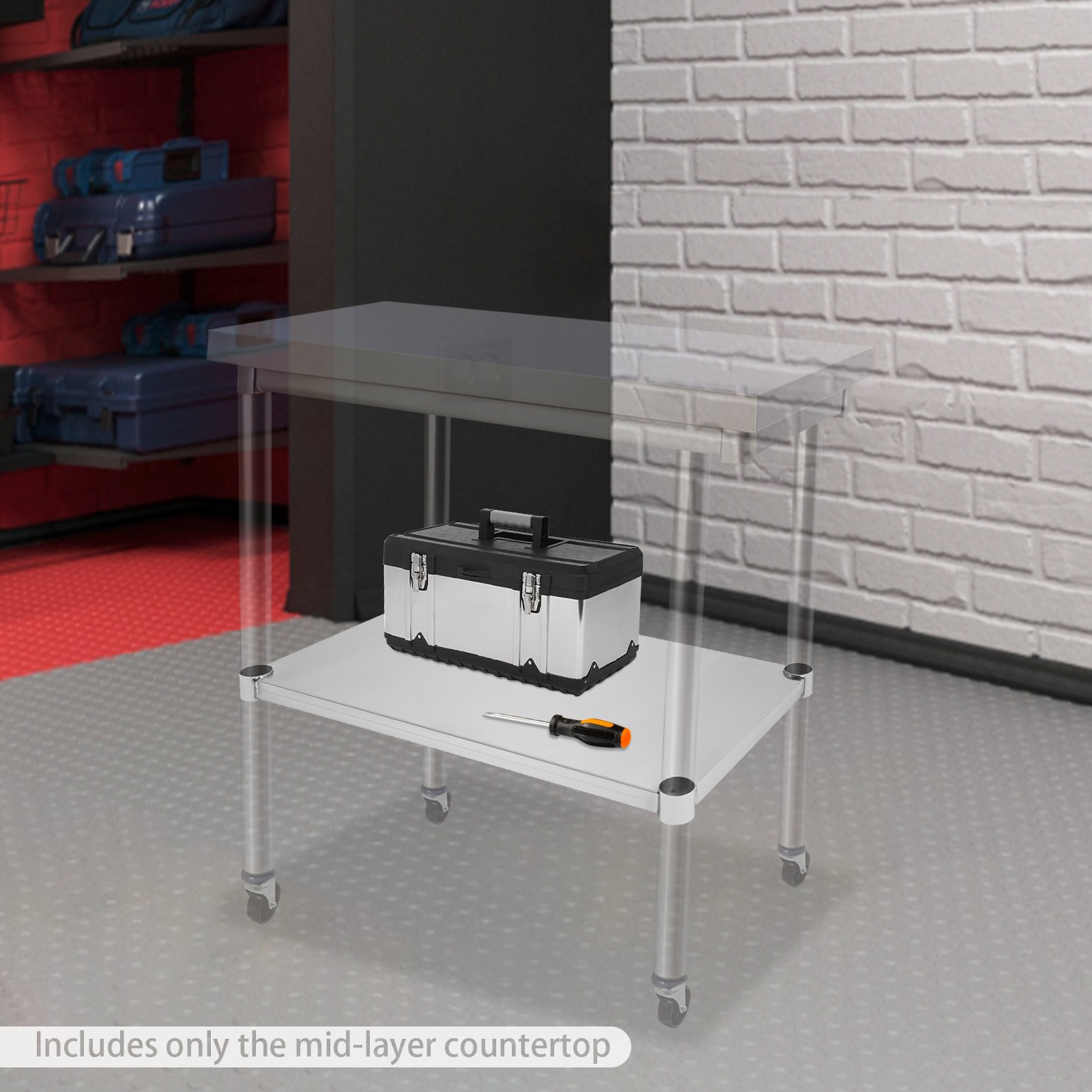 Stainless Steel Adjustable Under Shelf for Work Table - 220lbs Capacity