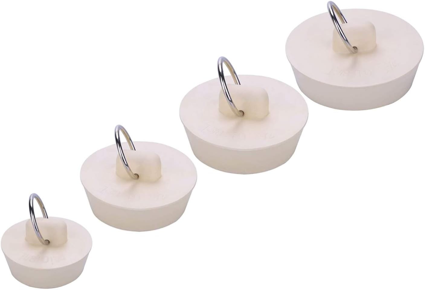 Bath Tub Drain Stoppers, 4 Pieces Sink Bathtub Plug Rubber Kitchen White