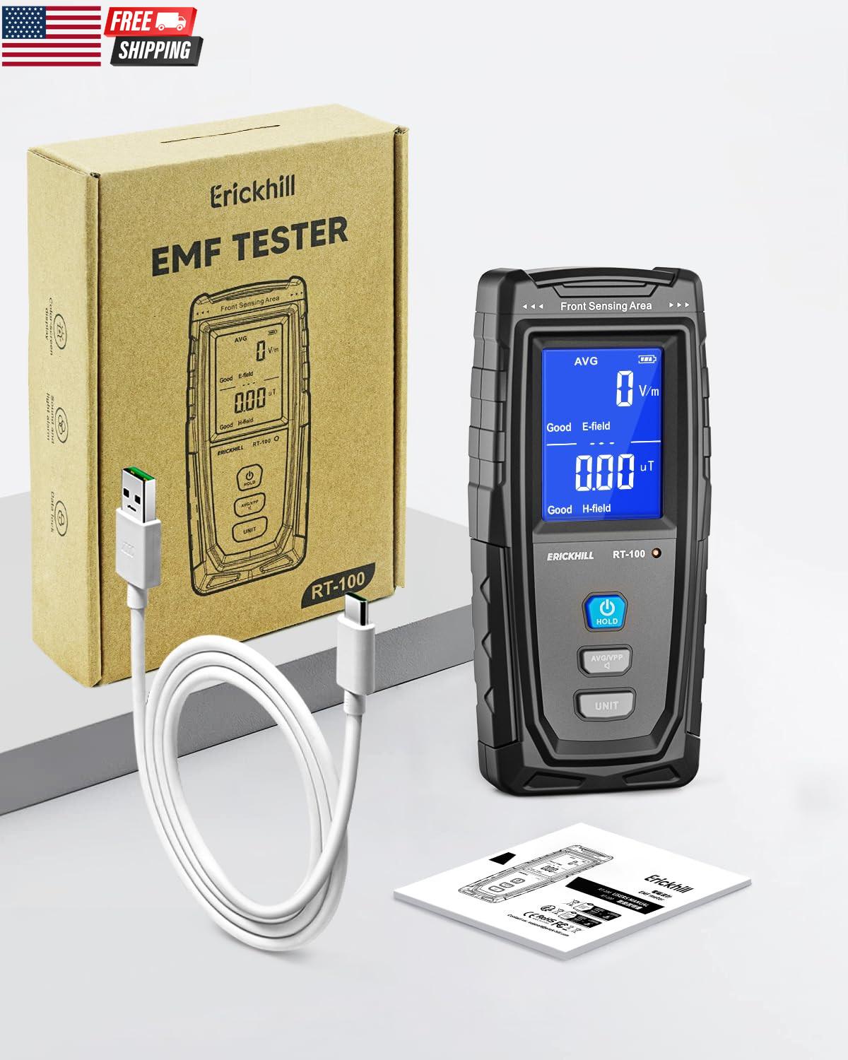 EMF Meter, Detects Electric and Magnetic Fields, Handheld Digital EMF Detector w