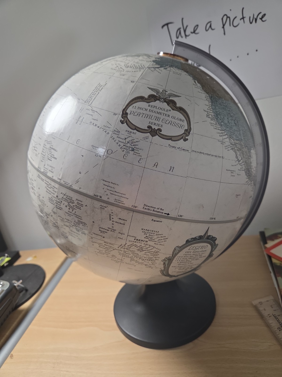 Replogle 12" Tabletop World Globe Rotating Raised Relief w/ Base
