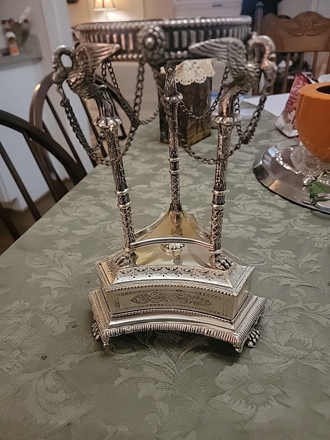 Vintage Empired Style Neoclassical Ornate Cast Metal Centerpieces Candle Holder