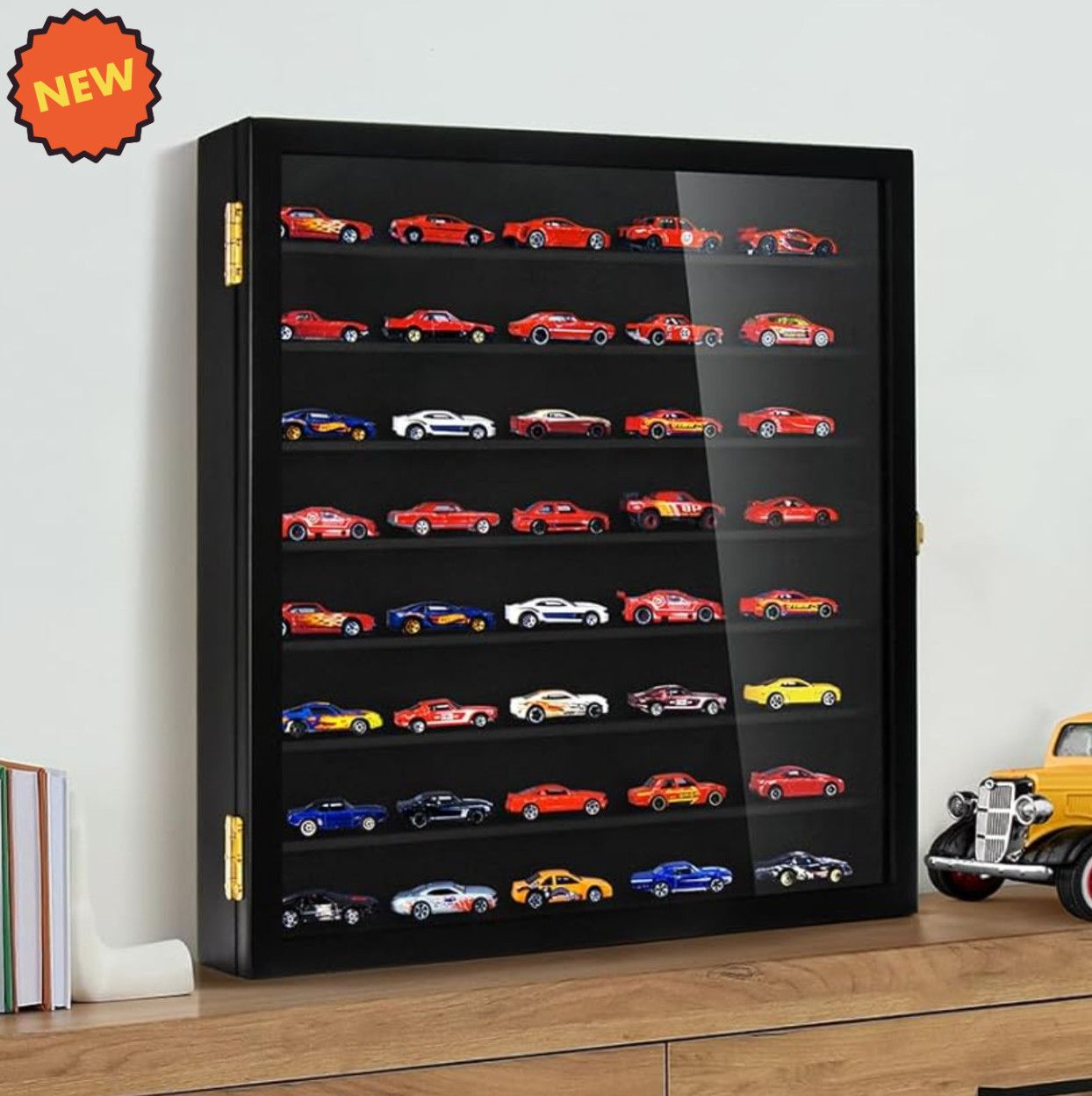 1/64 Scale Car Display Case Wall Mounted Cabinet 8 Shelf Fit Matchbox Hot Wheel