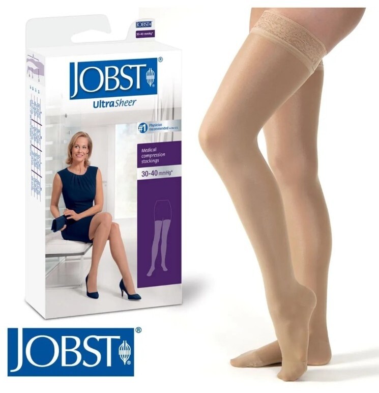 Jobst UltraSheer Supportwear Socks 30-40 mmhg Lace Thigh High Closed Toe Legwear