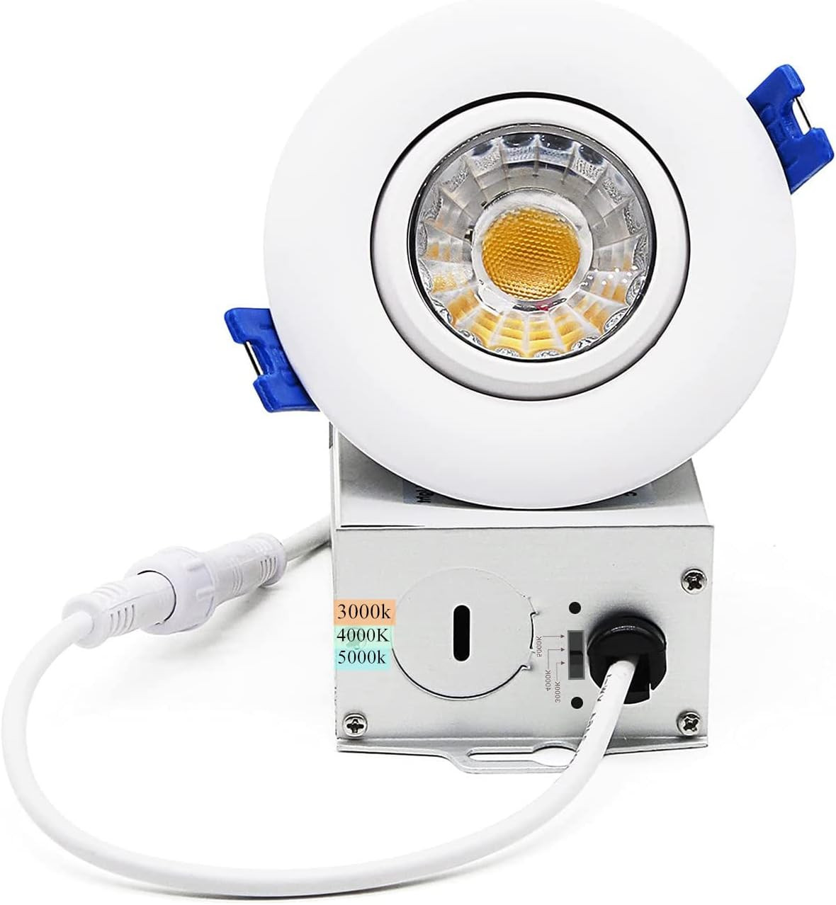 3 Inch Waterproof Recessed Shower Lights, 9W COB 3 Colors Adjustable Gimbal Ceil
