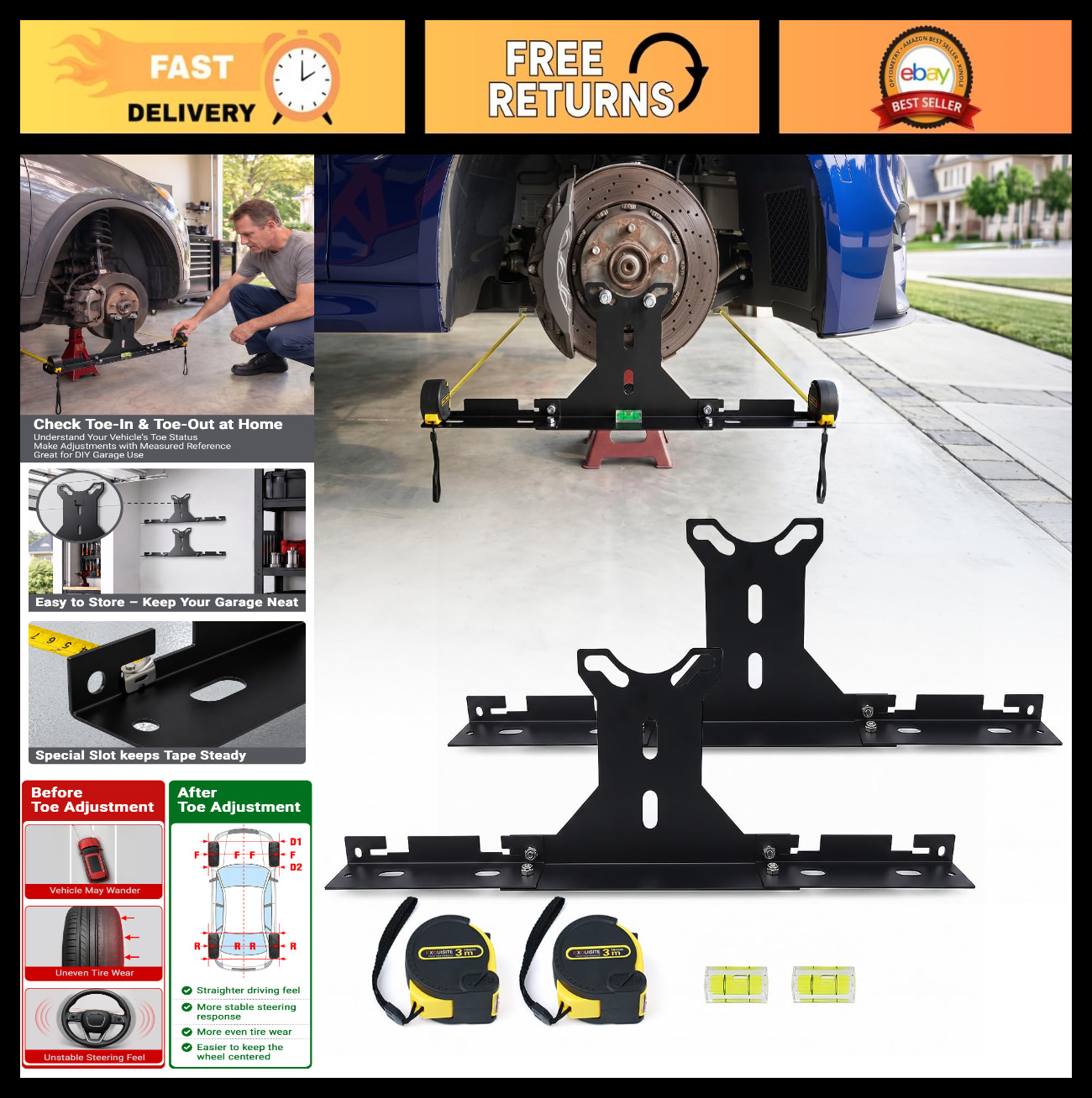 Stainless Steel Wheel Alignment Tool - DIY Toe Adjustment Plates for Cars & Truc