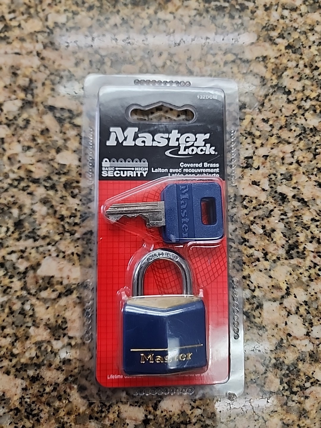 Masterwork 132DCM Small Keyed Lock.  Covers Brass 1 - 3/16th 30 mm