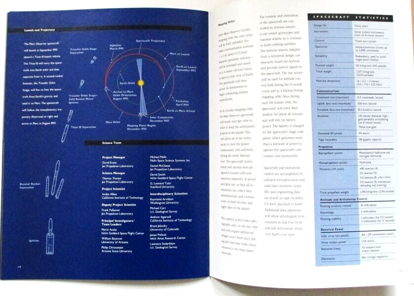Mars Observer Mission & Why Mars? Booklets - NASA & Martin Marietta - 1992
