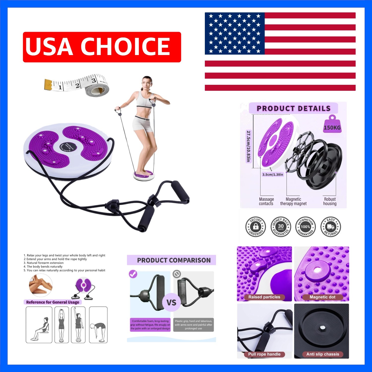 2 PCS Ab Twist Waist Disc Board,Waist Twister Machine Exercise with Leather T...