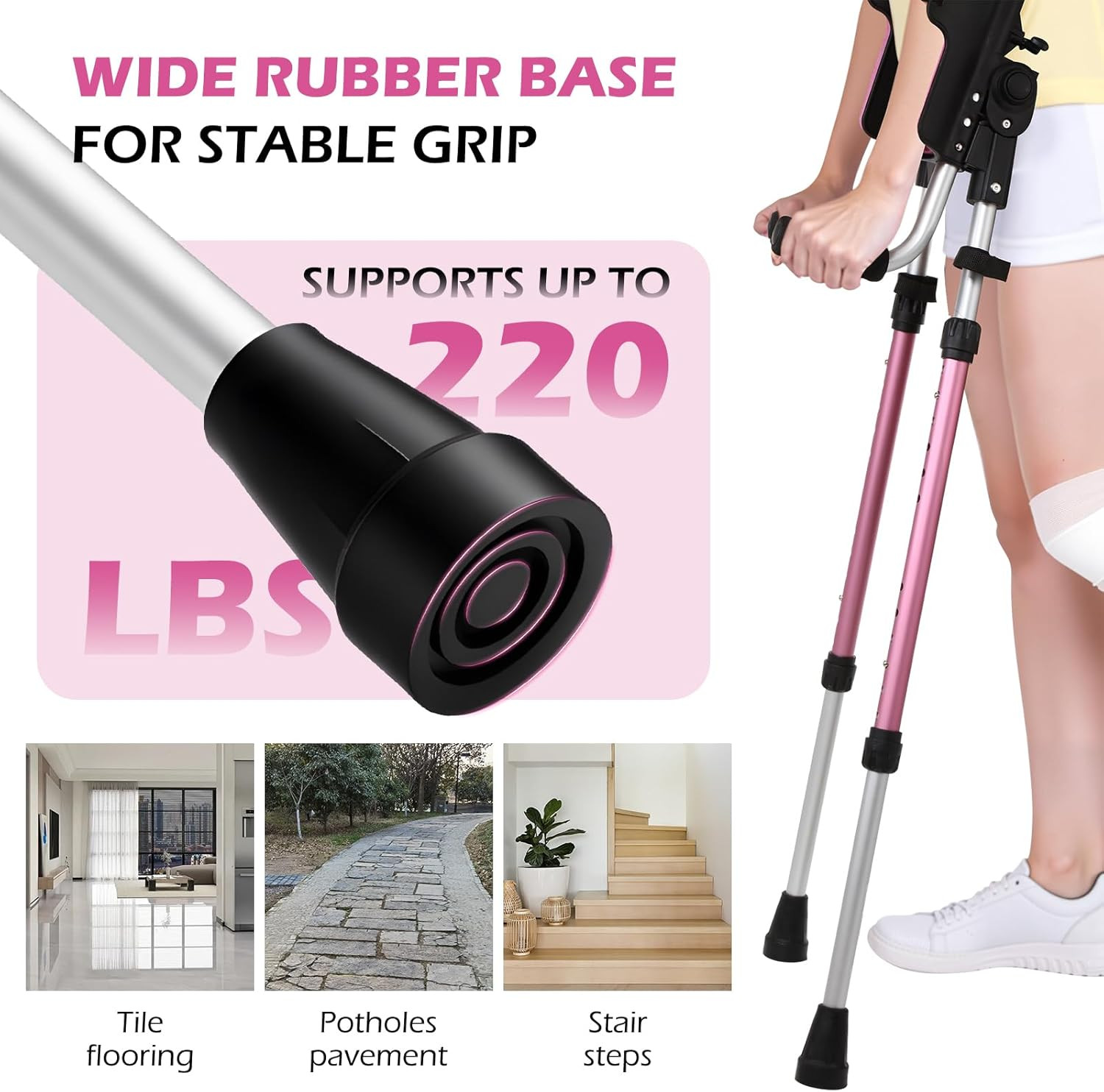 Ergonomic Forearm Crutches for Adults - 3 Adjustable Angles Folding Forearm Crut