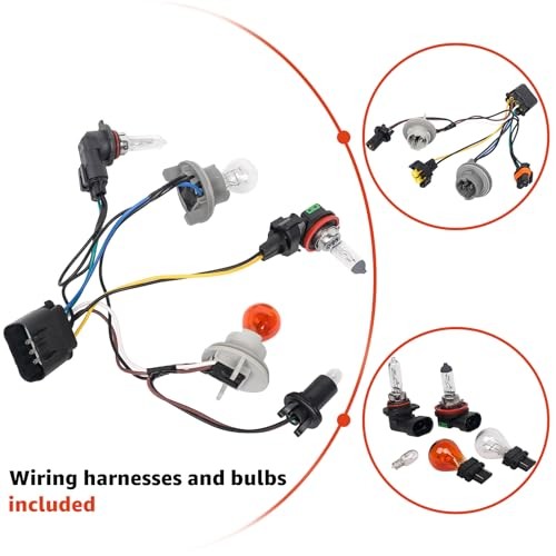 Headlight Assembly For 2007-2013 Chevy Avalanche Chrome Amber with Wire & Bulbs