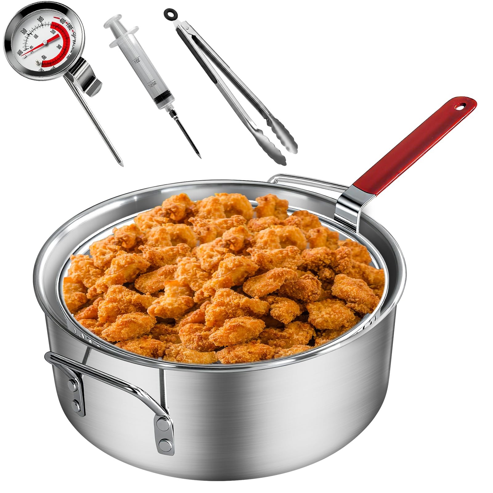 Veralune 10QT Outdoor Fish Fryer Kit, Heavy-Duty Aluminum Pot & 10qt, Silver
