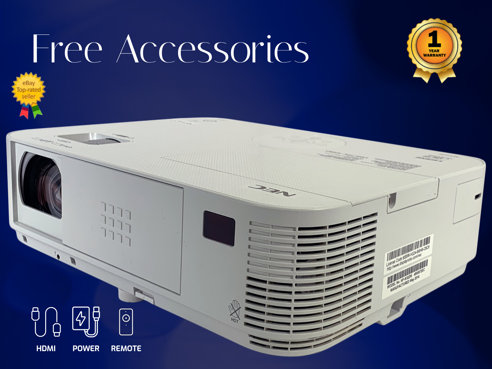 NEC NP-M322W DLP Projector 3200 Lumens HD 1080p PC 3D Ready Professional Bundle