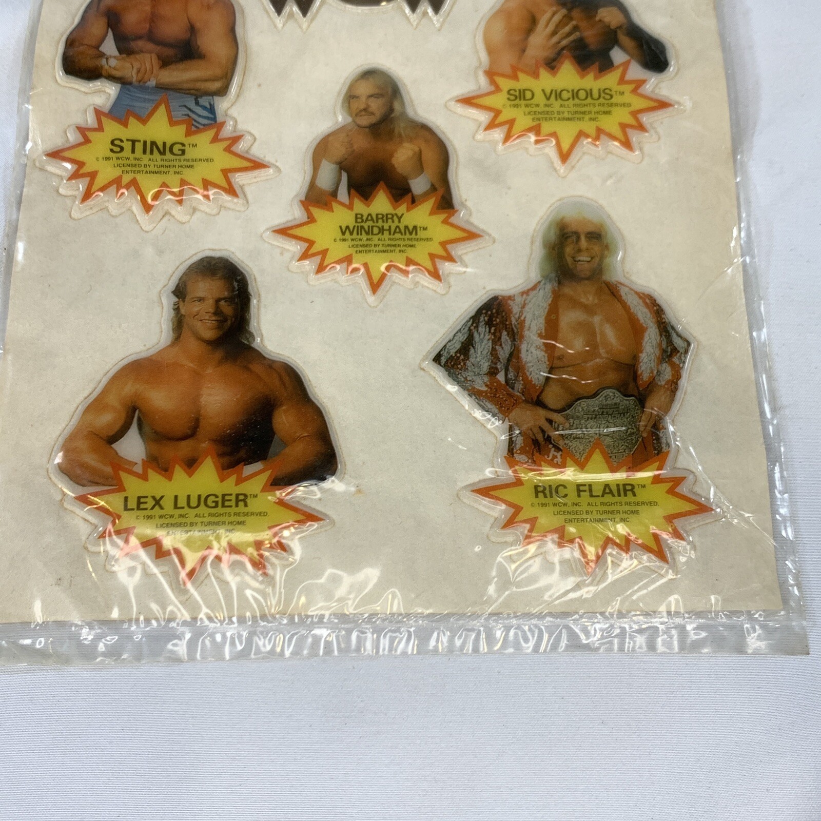 VTG 90s WCW World Championship Wrestling Stickers Sting 6 Pack Ja-Ru SEALED BNIB